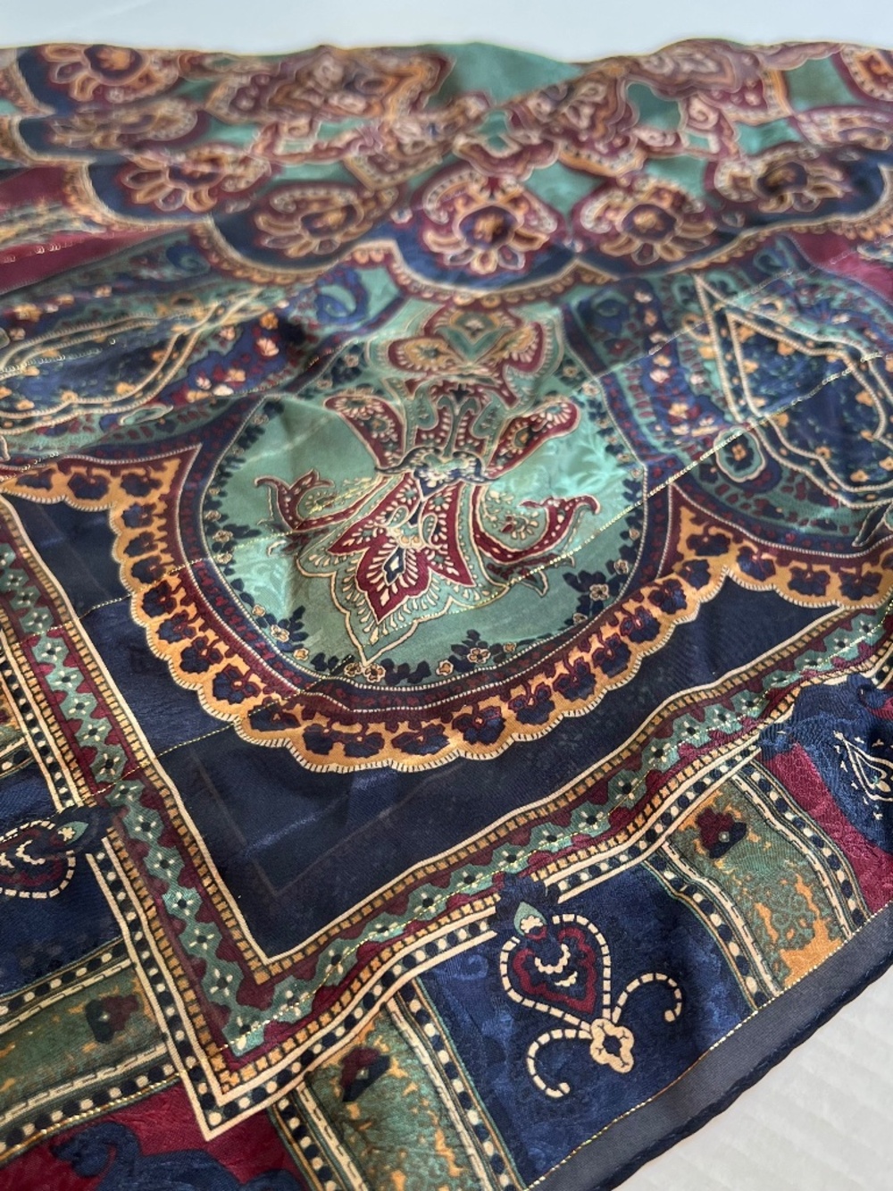 VINTAGE SILK SCARF: Stunning, Intricate Persian Pattern